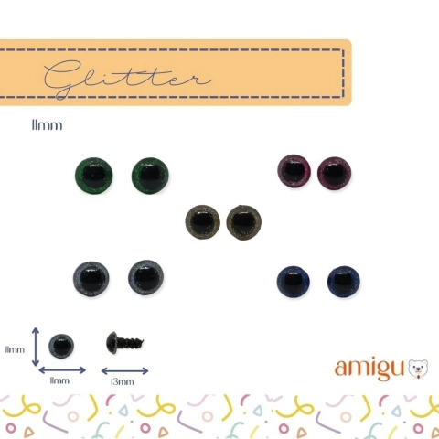 Olho 11mm glitter
