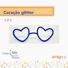 Óculos coração glitter (vazado) - Loja Amigu