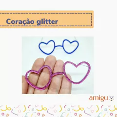 Óculos coração glitter (vazado)