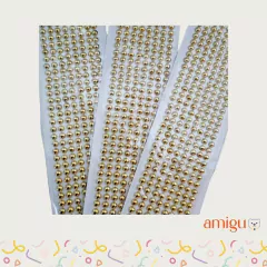 Cartela de adesivo meia pérola 6mm dourada - comprar online