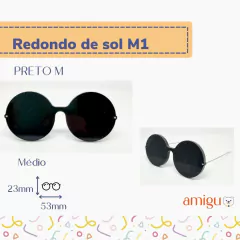 Óculos de sol redondo preto | Modelo 1 - comprar online