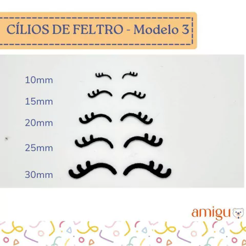Cílios de Feltro - Modelo 3 (10 pares)