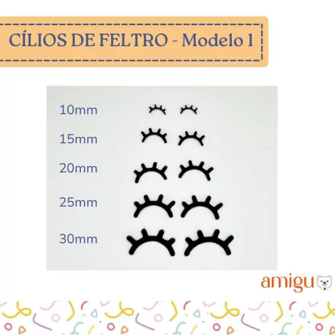 Cílios de Feltro - Modelo 1 (10 pares)