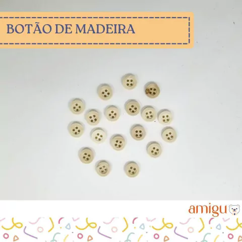 Botão de madeira - 10 unidades