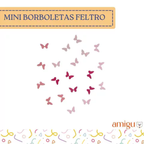 Mini borboleta Feltro - 20 unidades