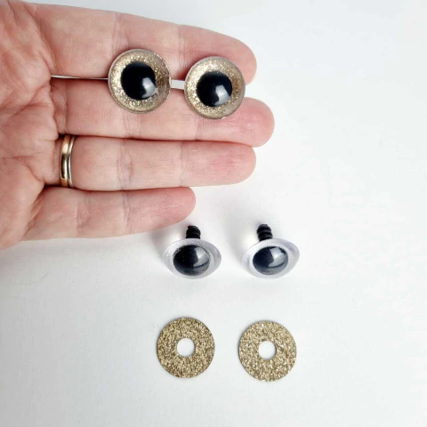 Olho cristal fundo glitter dourado - 2 pares - comprar online