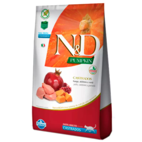 Ração Pumpkin N&D para Gatos Adultos Castrados sabor Frango - 7,5KG