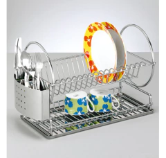 Secaplatos Escurridor Cromado C/ Bandeja Y Cubiertero - comprar online