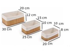 Set 1 Canasto Grande + 3 Canastos Bambu Organizador Multiusos - tienda online