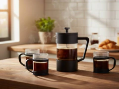 Cafetera Francesa Embolo 1000ml + 4 Pocillos 200ml Mug Taza modelo II