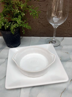 Plato X6 Cuadrado Ceramica 23 Cm + Cazuelas X6 Ceramica - Vintash Home