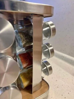 Imagen de Especieros X12 Giratorio Cuadrado Acero Inoxidable Con Madera