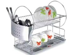Secaplatos Escurridor Cromado C/ Bandeja Y Cubiertero - Vintash Home