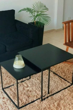 Mesas Ratona Nido X2 Hierro Negra - comprar online