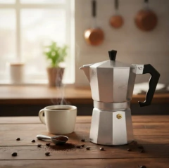 Cafetera Tipo Italiana Express 9 Pocillos Plateada - Vintash Home