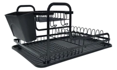 Imagen de Escurridor Secaplatos Acero 2 Pisos Con Bandeja Negro