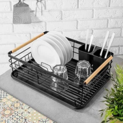 Escurridor Secaplatos con asa de bambu negro - comprar online