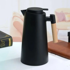 Jarra Termica Nordica Negra Con Aza Madera Bambu en internet