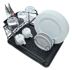 Escurridor Secaplatos Acero 2 Pisos Con Bandeja Negro - Vintash Home