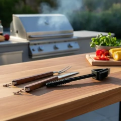 Set Parrillero Asador Cuchillo + Tenedor 40 Cm + Cepillo - comprar online