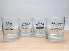 Imagen de Set X 4 Vasos Vidrio Decorados Tragos