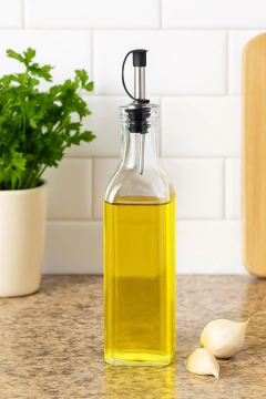 Aceitera 500 ml Vidrio C/pico Acero - comprar online