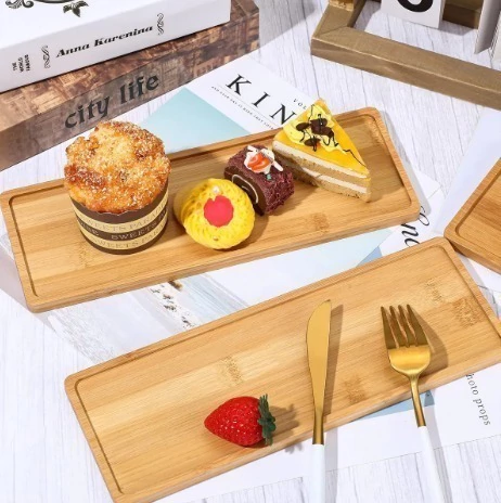 Set x 3 Bandejas Madera Bambu Rectangular Picada Desayuno Sushi