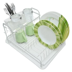 Imagen de Escurridor Secaplatos Acero 2 Pisos Con Bandeja Blanco