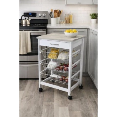 CARRO COCINA MADERA BLANCO C/RUEDAS 47X37X76 CM