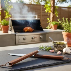 Set Parrillero Asador Cuchillo + Tenedor 40 Cm + Cepillo en internet