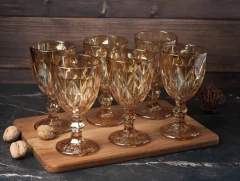 Set x 6 Copas 350ml Vidrio Rombos Ambar en internet