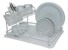 Escurridor Secaplatos Acero 2 Pisos Con Bandeja Blanco - Vintash Home