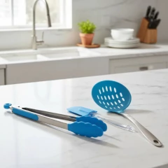 Set Utensilios De Cocina Acero Silicona Acrilico Turquesa - comprar online
