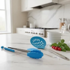 Set Utensilios De Cocina Acero Silicona Acrilico Turquesa - Vintash Home