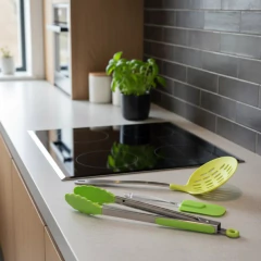 Set Utensilios De Cocina Acero Silicona Acrilico Verde - tienda online