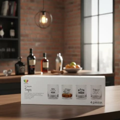 Set X 4 Vasos Vidrio Decorados Tragos