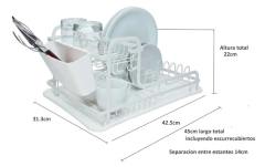 Escurridor Secaplatos Acero 2 Pisos Con Bandeja Blanco - tienda online