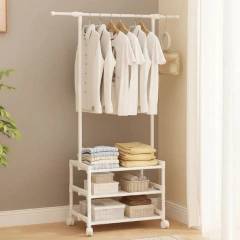 Perchero multiuso organizador 3 estantes Ruedas 360° Blanco - Vintash Home