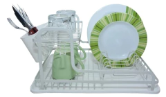 Escurridor Secaplatos Acero 2 Pisos Con Bandeja Blanco