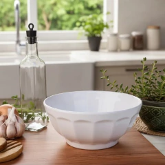 Bowl Mediano Facetado Ceramica Blanco