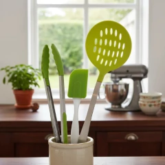 Set Utensilios De Cocina Acero Silicona Acrilico Verde - Vintash Home
