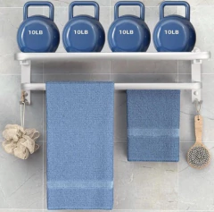 Toallero Doble Repisa con Perchas Plegable Aluminio