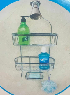 Organizador Ducha Baño 2 Estantes +jabonera+colgante Cromado - Vintash Home