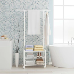 Perchero multiuso organizador 3 estantes Ruedas 360° Blanco en internet