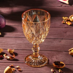 Set x 6 Copas 350ml Vidrio Rombos Ambar