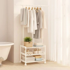 Perchero multiuso organizador 3 estantes Ruedas 360° Blanco - tienda online