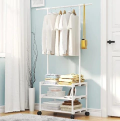 Perchero multiuso organizador 3 estantes Ruedas 360° Blanco - comprar online