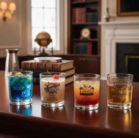 Set X 4 Vasos Vidrio Decorados Tragos - comprar online