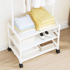 Perchero multiuso organizador 3 estantes Ruedas 360° Blanco - comprar online