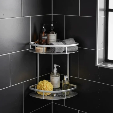 Repisa Organizador Esquina Aluminio Doble Baño Ducha